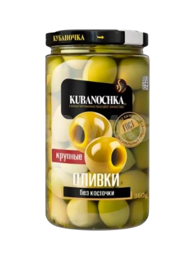 МАСЛИНЫ КУБАНОЧКА 360Г КРУПНЫЕ Б/К СТ/Б(12)