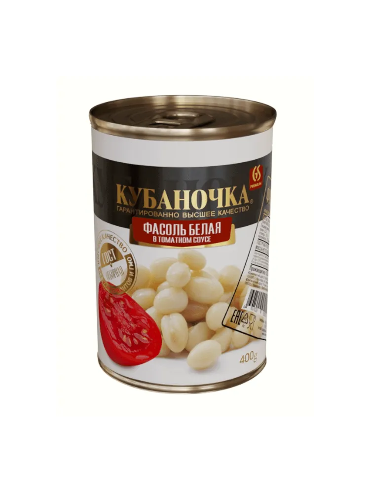 ФАСОЛЬ КУБАНОЧКА 400Г БЕЛАЯ В Т/С Ж/Б