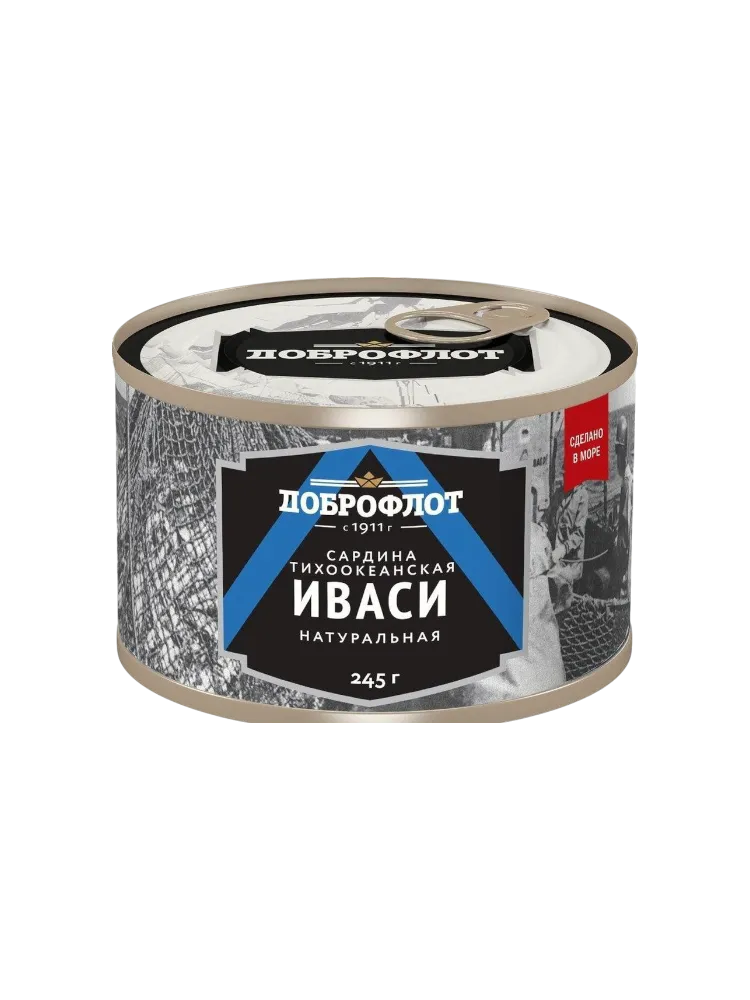 КОНСЕРВЫ ДОБРОФЛОТ САРДИНА ИВАСИ №6 245Г Ж/Б ТИХООКЕАНСКАЯ В Т/С КЛЮЧ
