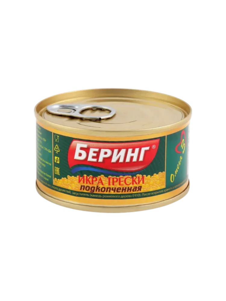 КОНСЕРВЫ ИКРА ТРЕСКИ ПОДКОПЧЕННАЯ С/К Ж/Б 125ГР*36 БЕРИНГ