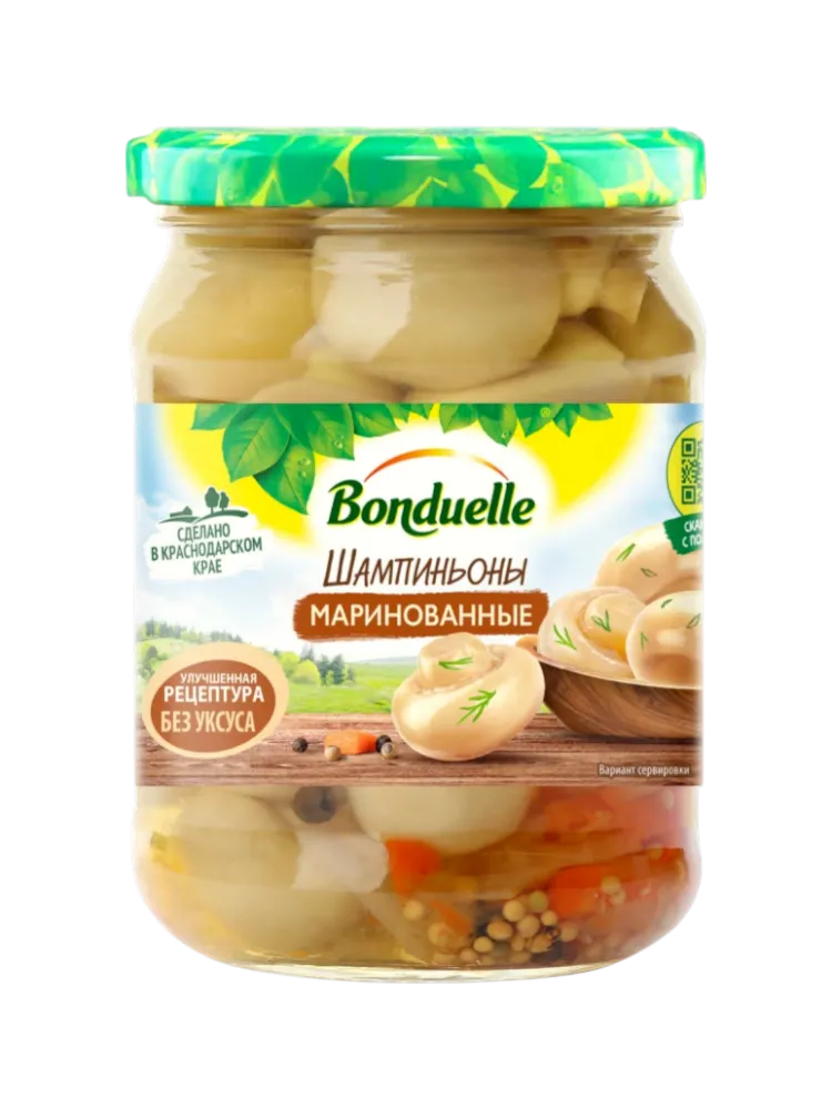 ГРИБЫ BONDUELLE 500МЛ ШАМПИНЬОНЫ МАРИНОВАННЫЕ(6)