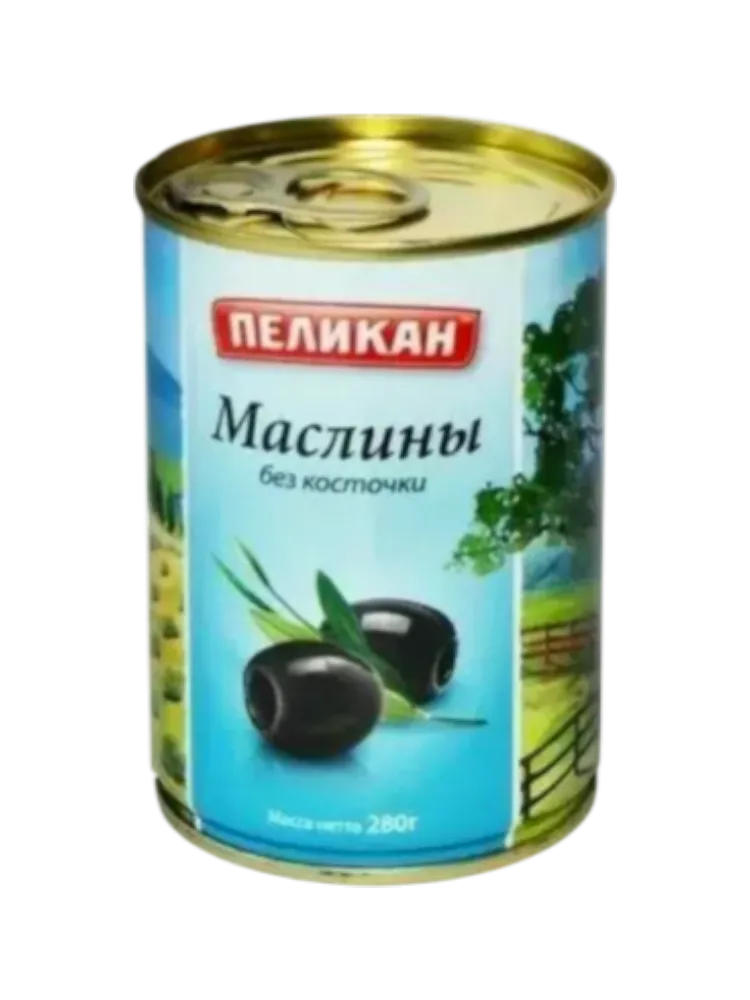 МАСЛИНЫ БЕЗ КОСТОЧКИ ПЕЛИКАН 280ГР