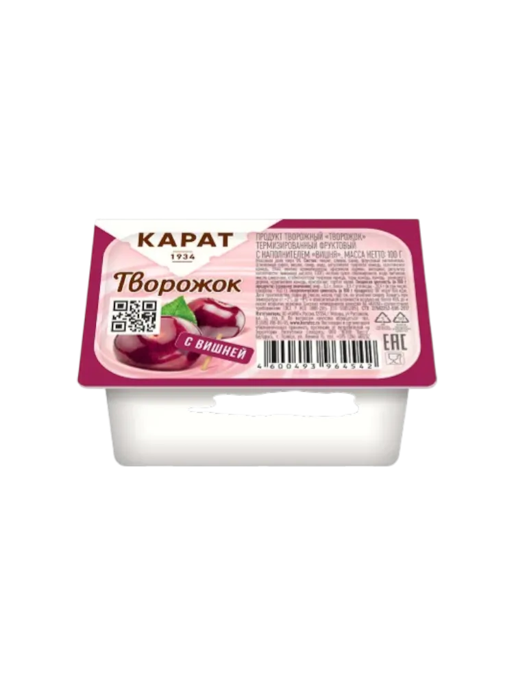 ТВОРОЖОК КАРАТ 100Г ВИШНЯ 