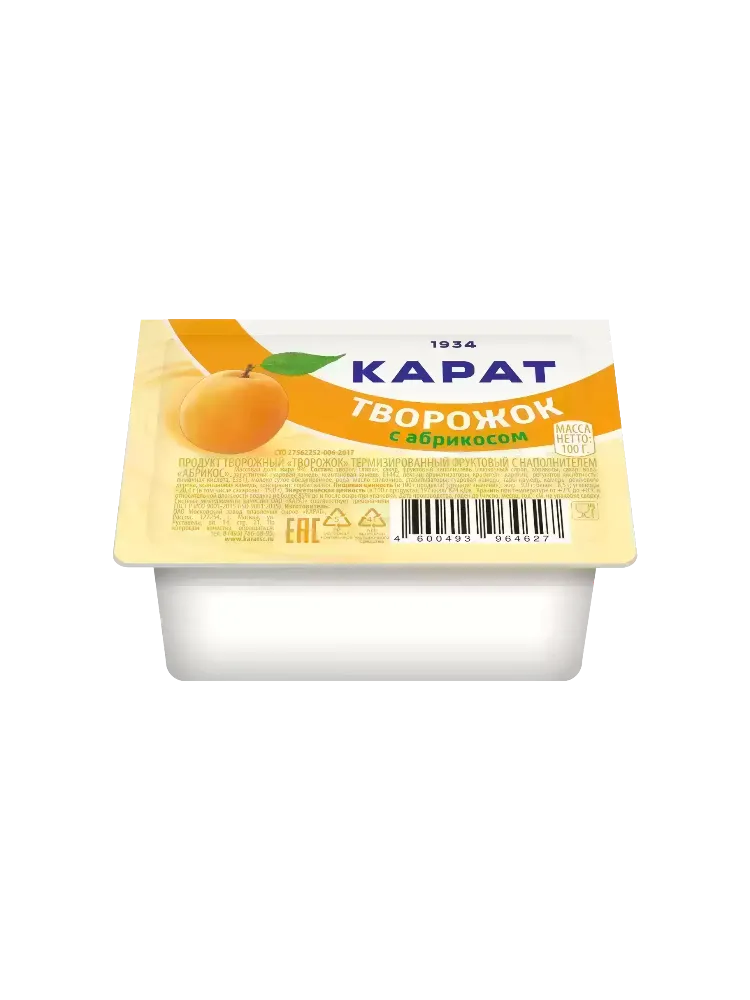 ТВОРОЖОК КАРАТ 100Г АБРИКОС 