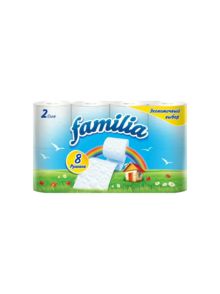 ТУАЛЕТ БУМАГА FAMILIA 2-Х СЛ 8РУЛ RAINBOW(6)