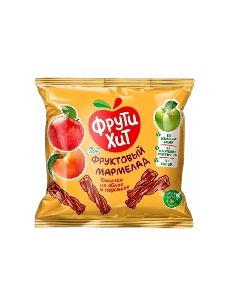 МАРМЕЛАД ФРУТИХИТ 45Г КОСИЧКИ ЯЗ ЯБЛОК И ПЕРСИКОВ(24)