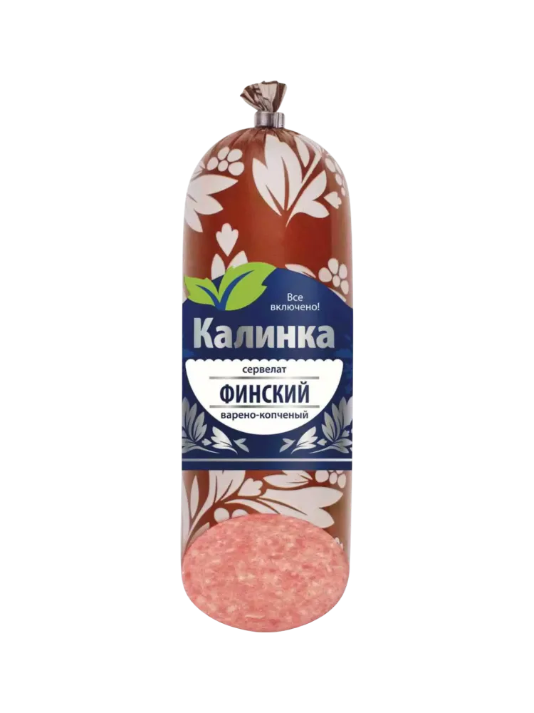 КОЛБАСА КАЛИНКА СЕРВЕЛАТ ФИНСКИЙ В/К В/У СРЕЗ 250Г
