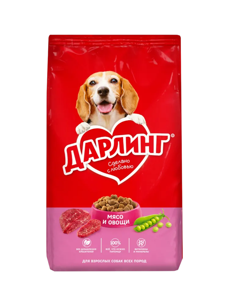 КОРМ СУХОЙ Д/СОБАК ДАРЛИНГ 2КГ МЯСО&ОВОЩИ Д/ВЗРОСЛЫХ
