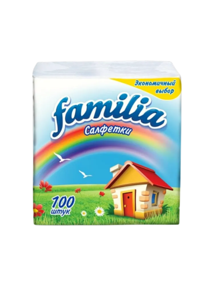 САЛФЕТКИ FAMILIA 100ШТ 24*23 БЕЛЫЕ RAINBOW(24)