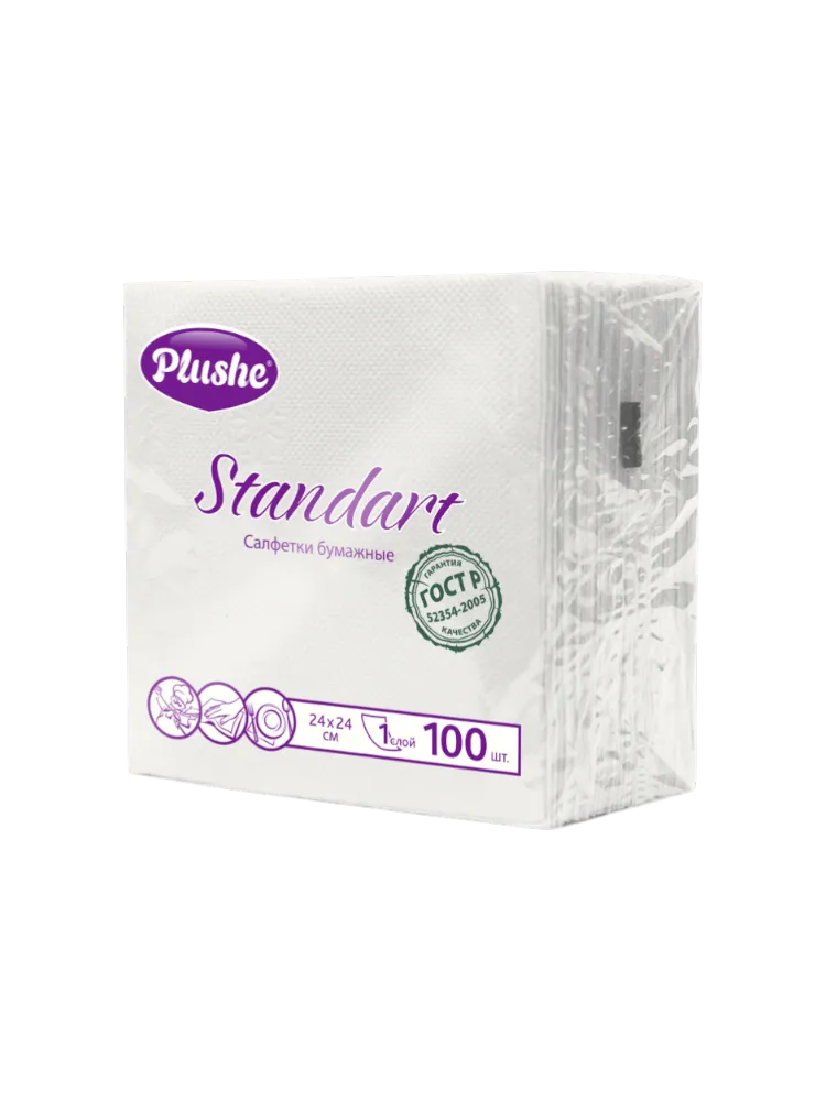 САЛФЕТКИ PLUSHE STANDART 24*24 БЕЛЫЙ 100ШТ(20)
