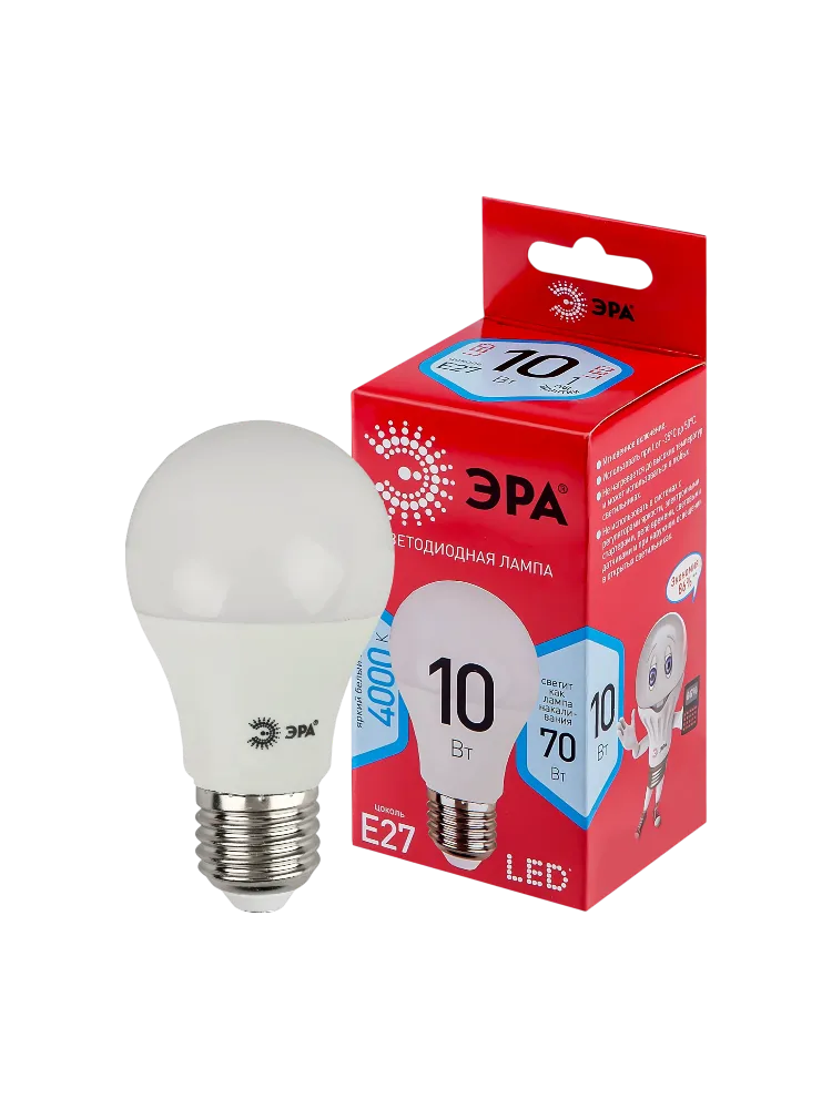 ЛАМПОЧКА СВЕТОДИОДНАЯ ЭРА RED LINE LED A60-10W-840-E27 R Е27/E27 10ВТ 