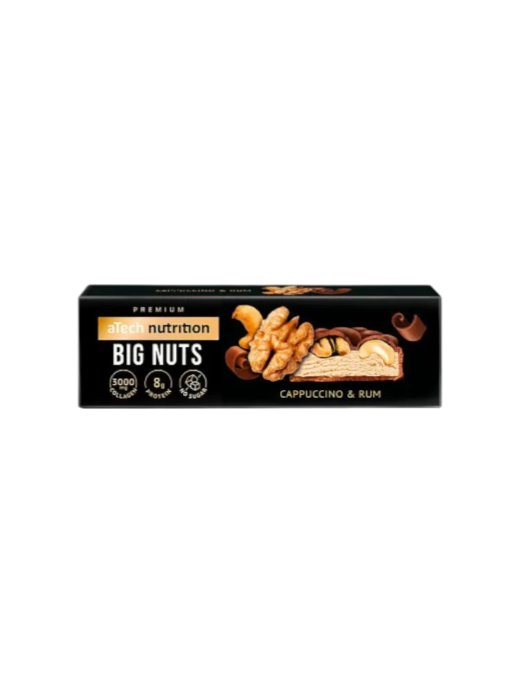 БАТОНЧИК BIG NUTS 40Г СО ВКУСОМ КАПУЧИНО РОМ ГРЕЦКИЙ ОРЕХ КЕШЬЮ 