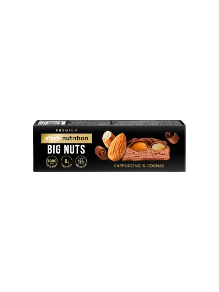 БАТОНЧИК BIG NUTS 40Г СО ВКУСОМ КАПУЧИНО КОНЬЯК МИНДАЛЬ 