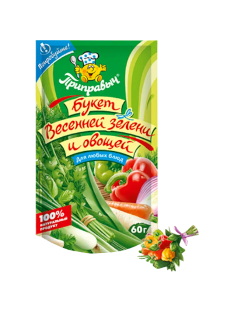 ПРИПРАВА ПРИПРАВЫЧ 60Г БУКЕТ ВЕСЕННЕЙ ЗЕЛЕНИ И ОВОЩЕЙ