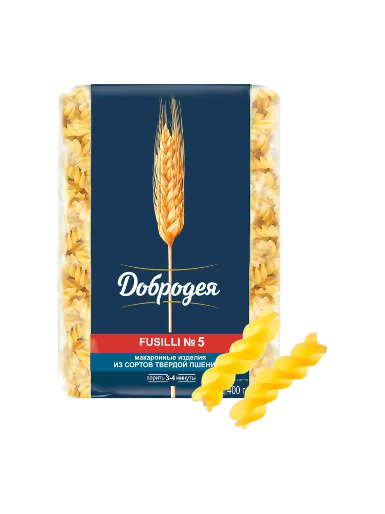 МАКАРОНЫ ДОБРОДЕЯ 400Г FUSILLI №5 (20)