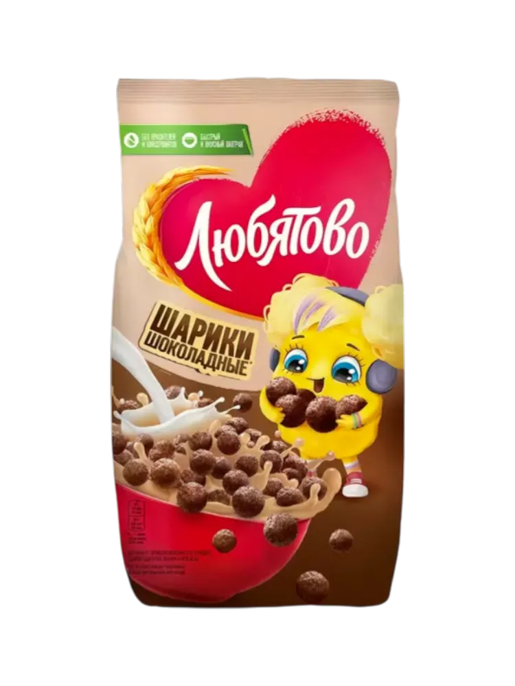СУХ ЗАВТРАК ЛЮБЯТОВО 200Г ШАРИКИ ШОКОЛАДНЫЕ М/У