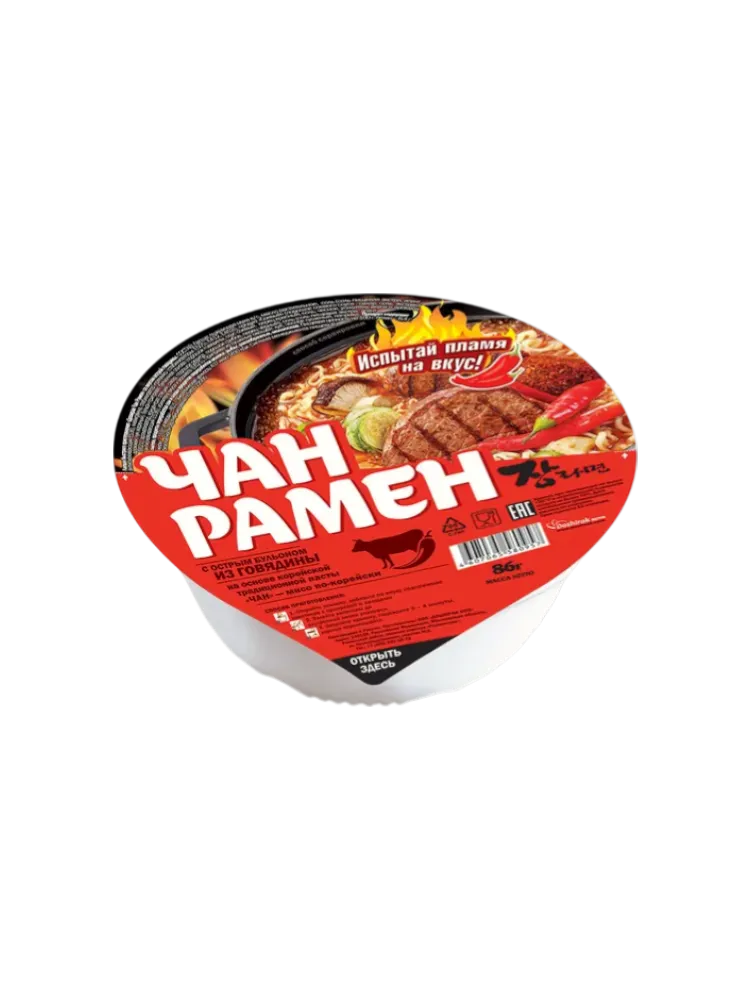 СУП ЛАПША ДОШИРАК 86Г ЧАН РАМЕН СО ВКУСОМ ГОВЯДИНЫТАРЕЛКА