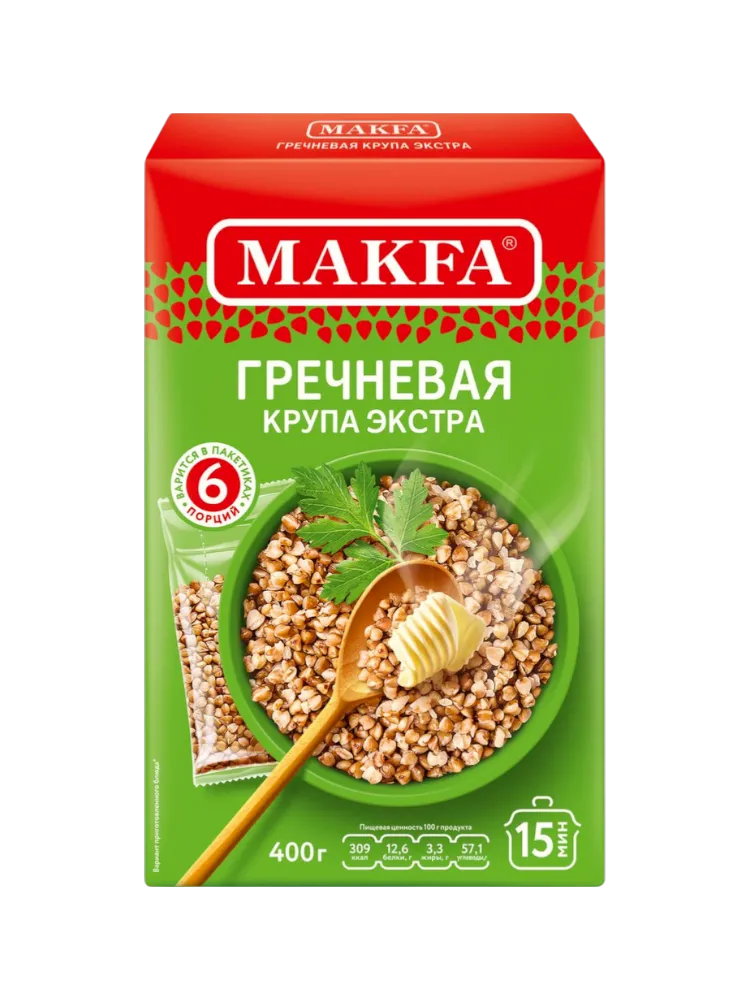 КРУПА МАКФА 400Г ГРЕЧНЕВАЯ В ПАКЕТ 