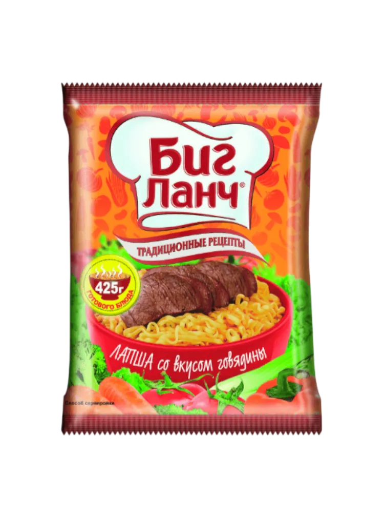 ЛАПША БИГ ЛАНЧ 75Г СО ВКУСОМ ГОВЯДИНЫ