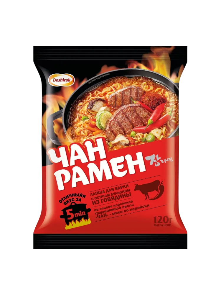 ЛАПША ДОШИРАК 120Г ЧАН РАМЕН С ОСТР ГОВЯДИНОЙ М/У
