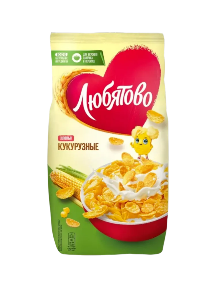 ХЛОПЬЯ КУКУРУЗНЫЕ  ЛЮБЯТОВО 300Г   