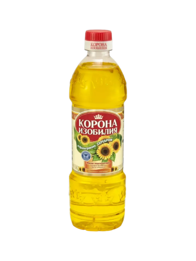МАСЛО ПОДСОЛН КОРОНА ИЗОБИЛИЯ 0.5Л НЕРАФИНИРОВАННОЕ 
