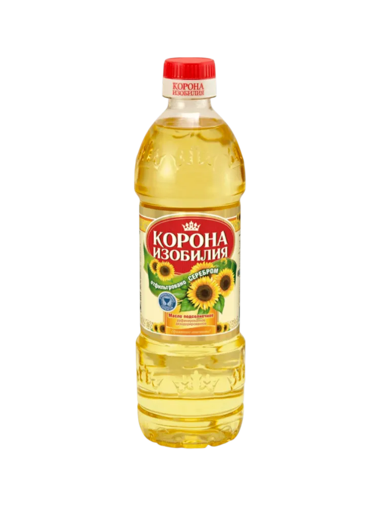 МАСЛО ПОДСОЛН КОРОНА ИЗОБИЛИЯ 0.5Л РАФИНИРОВАННОЕ 