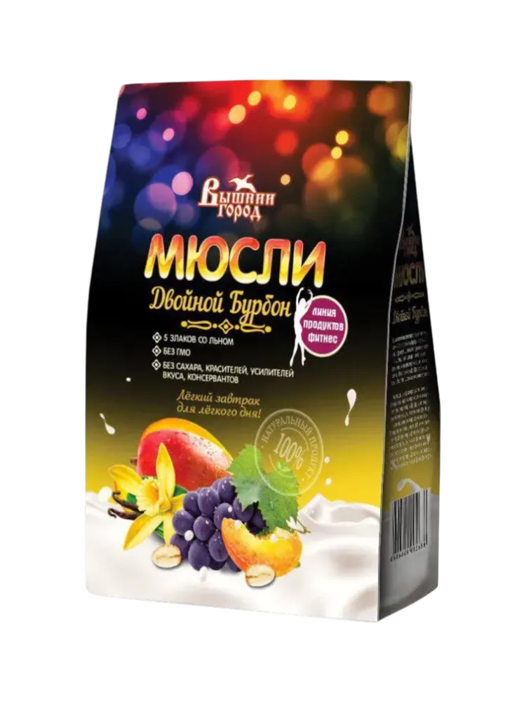 МЮСЛИ ВЫШНИЙ ГОРОД 300Г ДВОЙНОЙ БУРБОН/5 ЗЛАКОВ/ЛЕН/ВАНИЛЬ