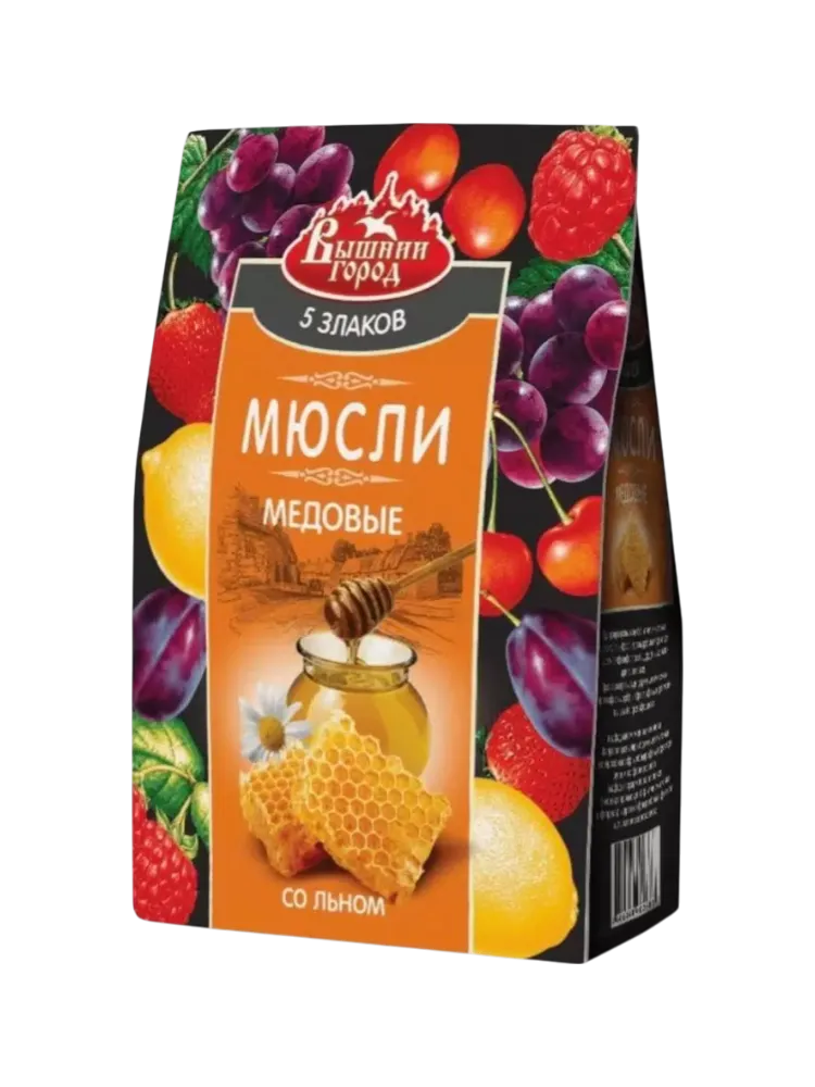 МЮСЛИ ВЫШНИЙ ГОРОД 300Г МЕДОВЫЕ/5 ЗЛАКОВ/ЛЕН