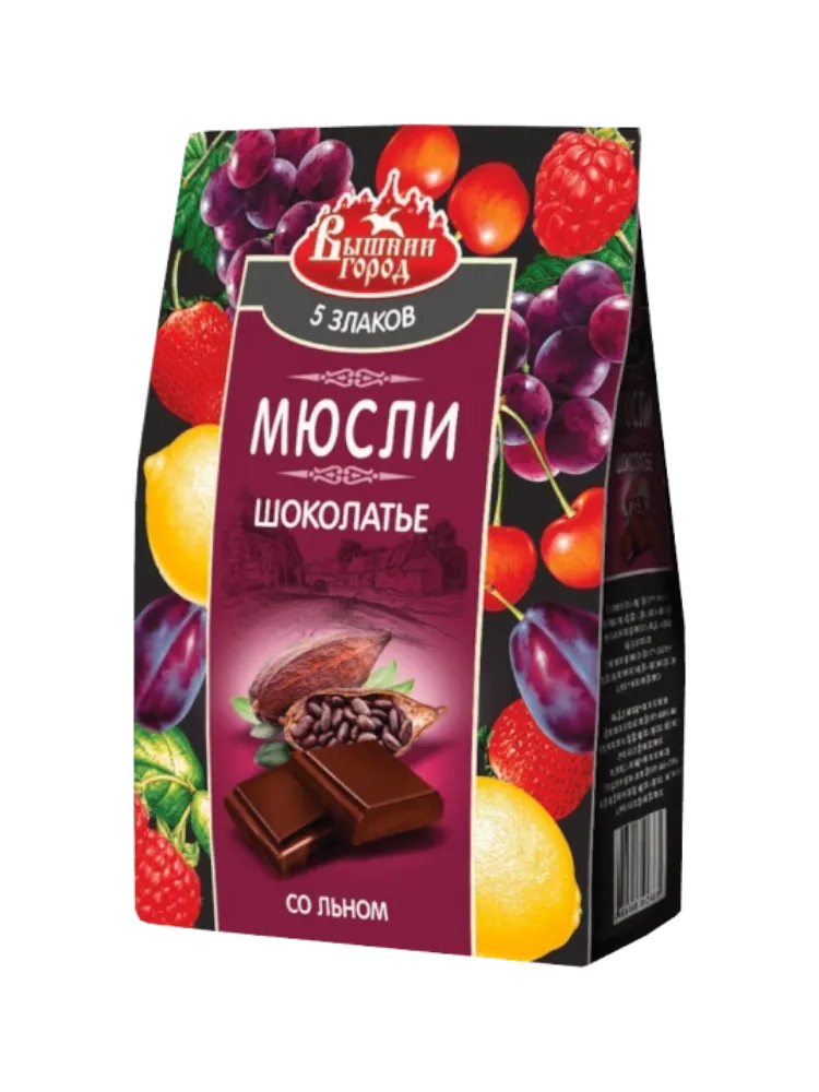 МЮСЛИ ВЫШНИЙ ГОРОД 300Г ШОКОЛАТЬЕ/5 ЗЛАКОВ/ЛЕН