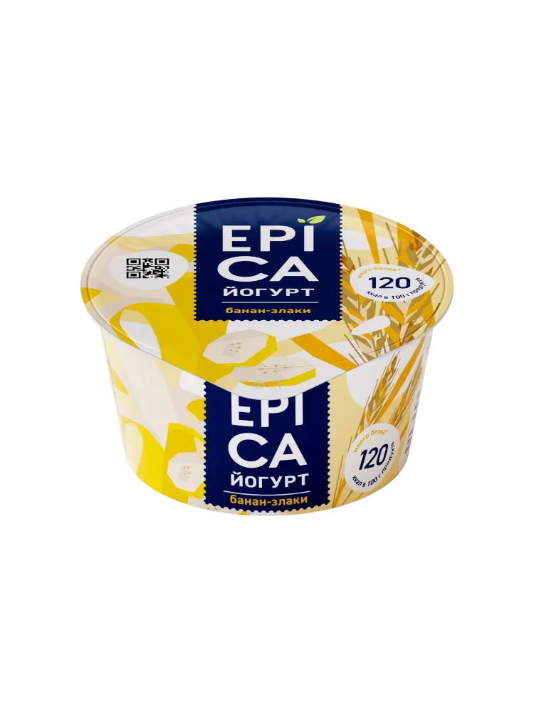 ЙОГУРТ EPICA 130Г БАНАН И ЗЛАКИ 4,9%