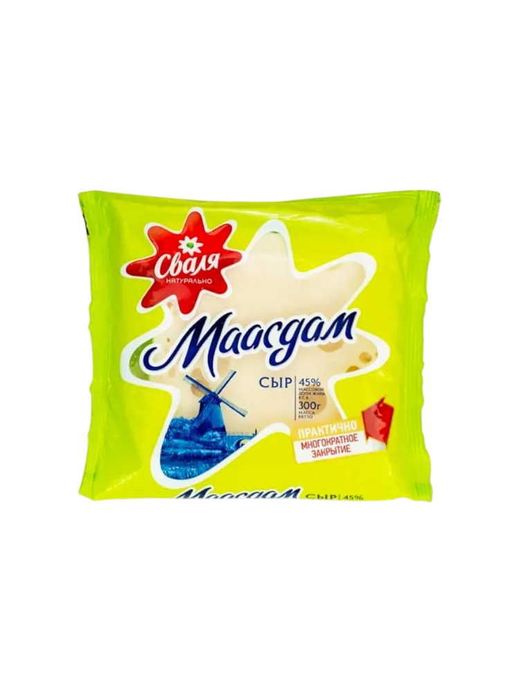 СЫР СВАЛЯ ТВЕРД МААСДАМ 45%300ГР