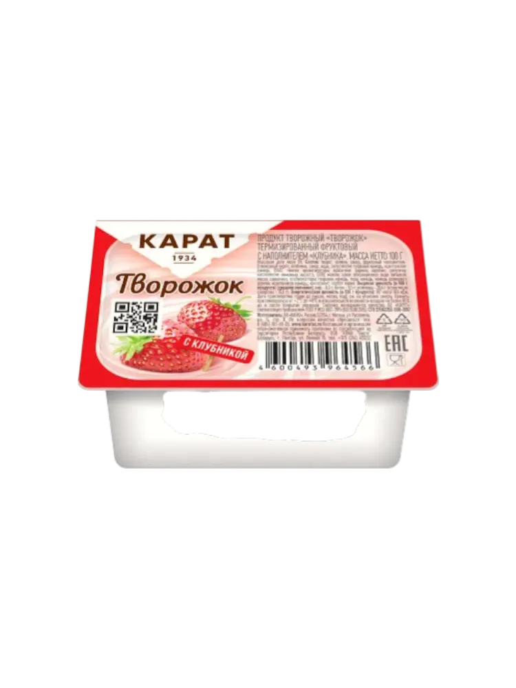 ТВОРОЖОК КАРАТ 100Г КЛУБНИКА 
