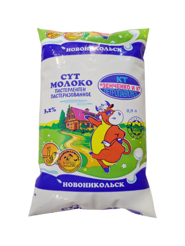 МОЛОКО ЗЕНЧЕНКО 3,2% 0,9Л Ф/П