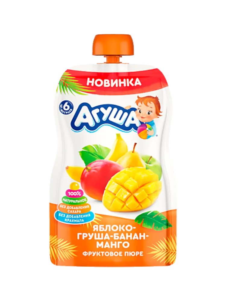 ПЮРЕ АГУША 90Г ЯБЛОКО/ГРУША/БАНАН/МАНГО