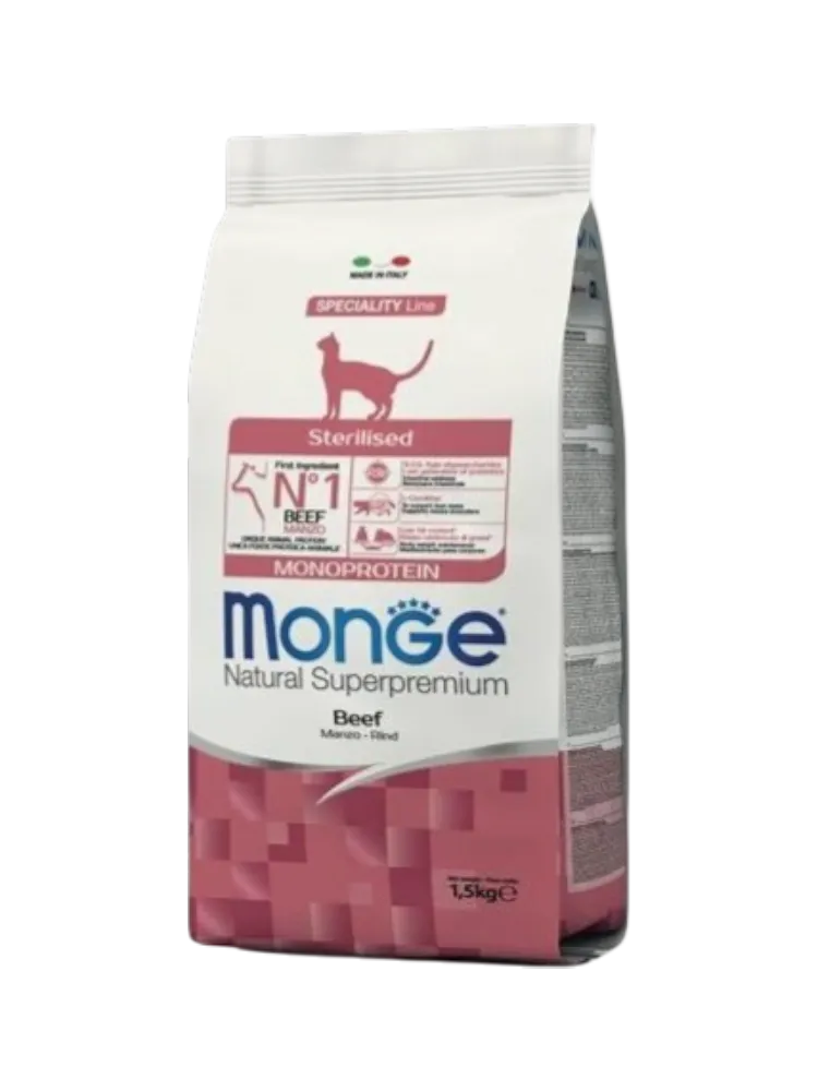 MONGE Sterilised Monoprotein Beef для кошек 1,5 kg 
