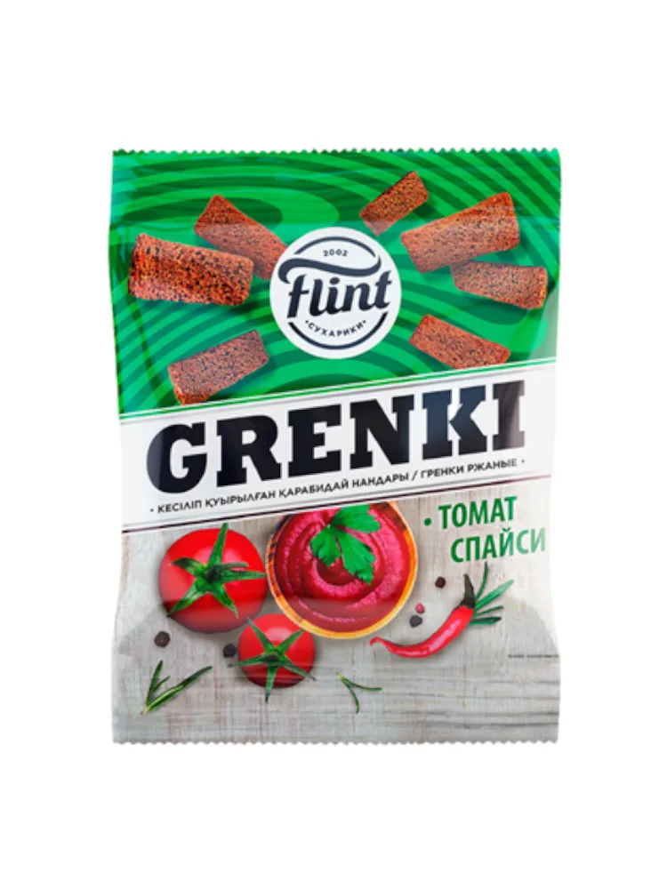 ГРЕНКИ FLINT РЖАНЫЕ СО ВКУСОМ ТОМАТ СПАЙСИ 180Г 