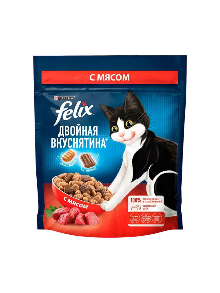 КОРМ Д/КОШЕК FELIX ДВОЙНАЯ ВКУСНЯТИНА С МЯСОМ 200Г