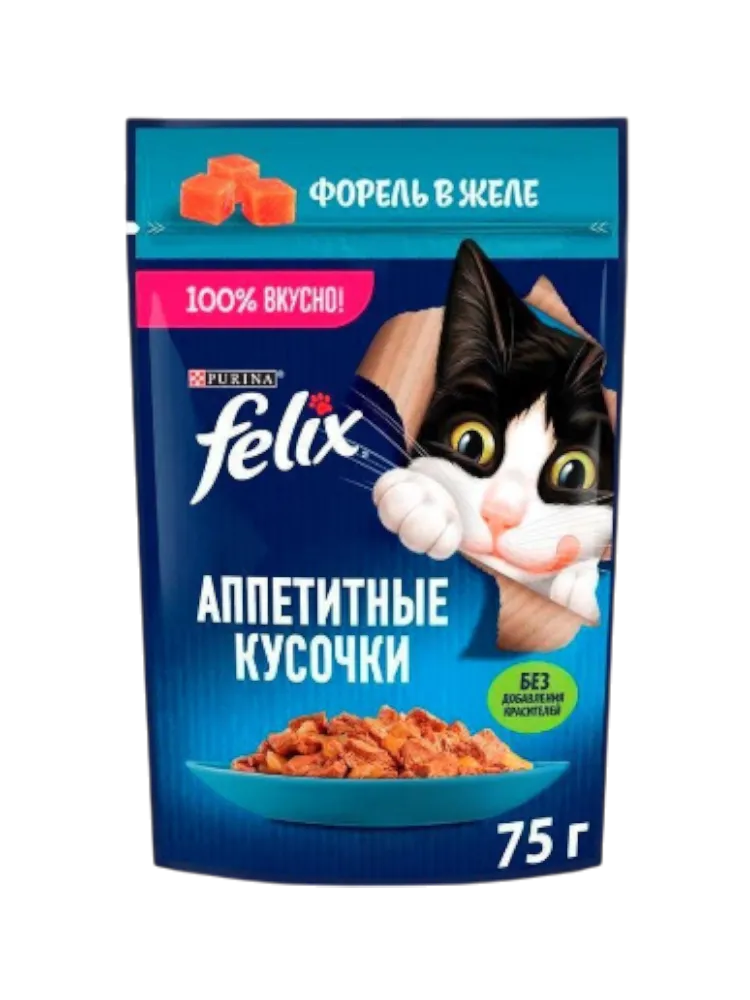 КОРМ Д/КОШЕК FELIX АППЕТИТНЫЕ КУСОЧКИ ФОРЕЛЬ 75Г