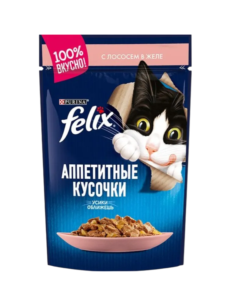 КОРМ Д/КОШЕК FELIX АППЕТИТНЫЕ КУСОЧКИ ЛОСОСЬ 75Г