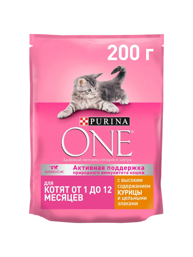 КОРМ Д/КОТЯТ PURINA ONE DRY 200Г КУРИЦА/ЦЕЛЬН ЗЛАКИ