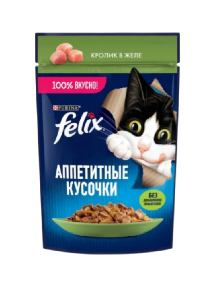 КОРМ Д/КОШЕК FELIX АППЕТИТНЫЕ КУСОЧКИ КРОЛИК 75Г