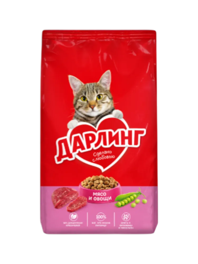 КОРМ СУХОЙ Д/КОШЕК ДАРЛИНГ 760Г МЯСО&ОВОЩИ Д/ВЗРОСЛЫХ