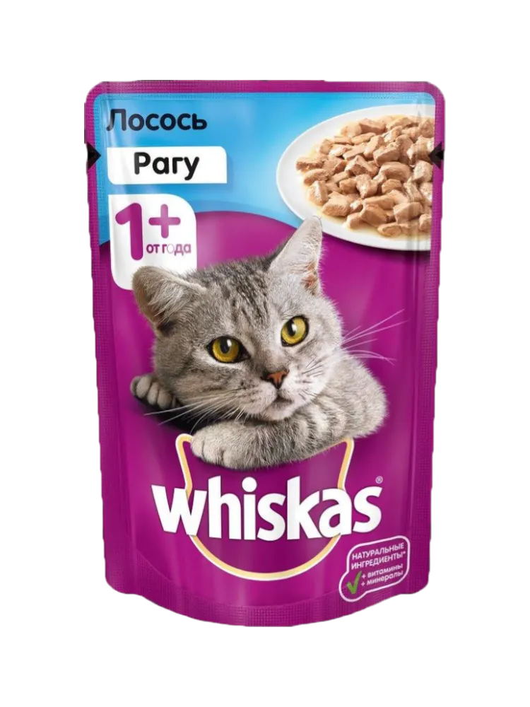 КОРМ Д/КОШЕК WHISKAS 85Г РАГУ ЛОСОСЬ(40) - фото 1