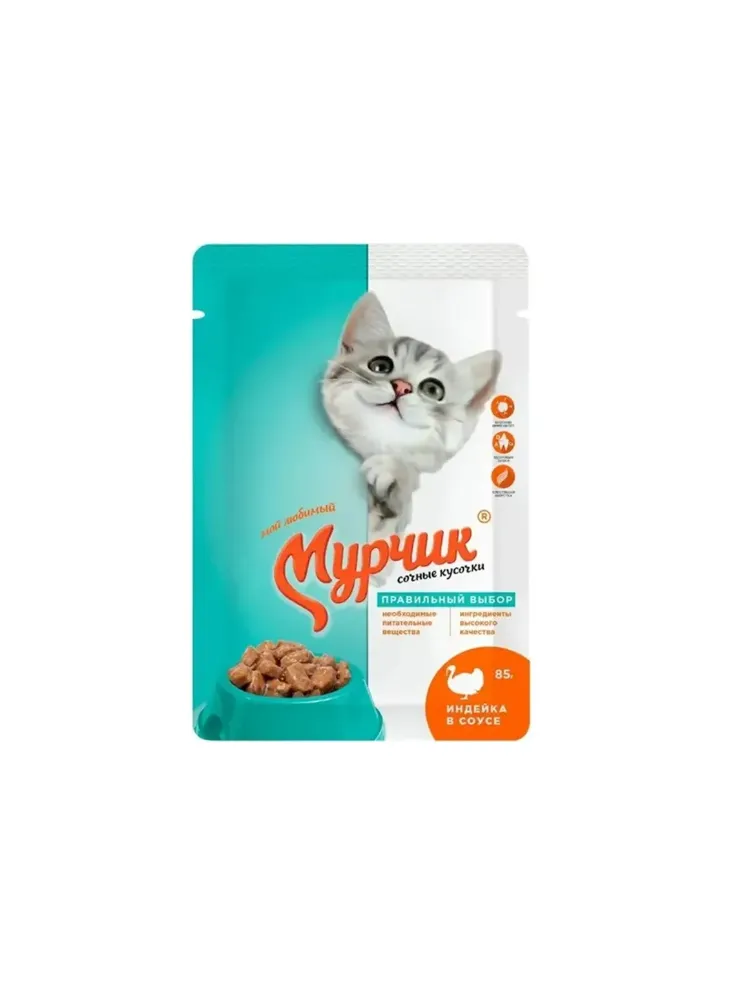 КОРМ Д/КОШЕК МУРЧИК 75Г С ИНДЕЙКОЙ В СОУСЕ(35)