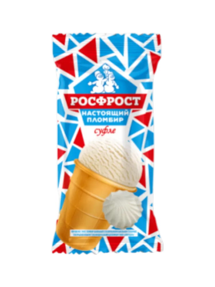 МОРОЖЕНОЕ РОСФРОСТ НАСТОЯЩИЙ ПЛОМБИР СО ВКУСОМ СУФЛЕ СТАКАН 80Г(26)