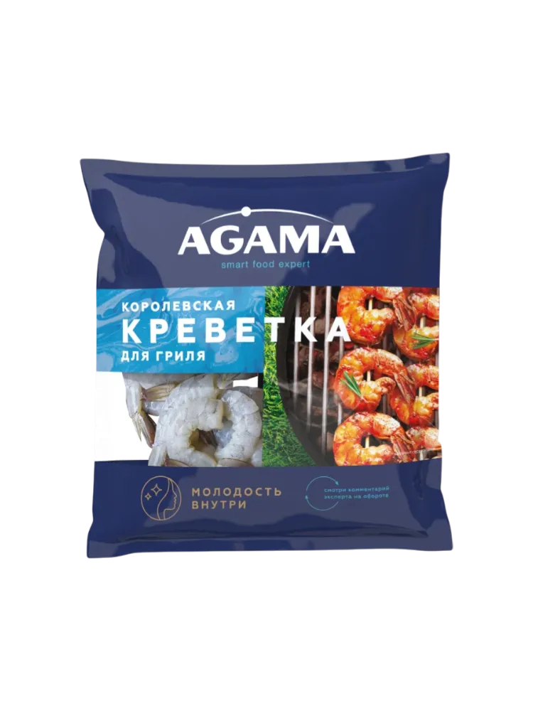 КРЕВЕТКИ AGAMA КОРОЛЕВСКИЕ ДЛЯ ГРИЛЯ С/М ОЧИЩ С ХВ 400Г 