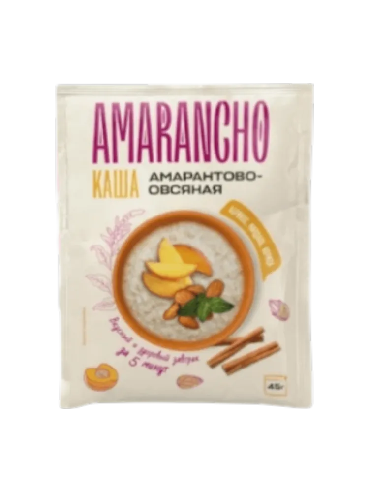 КАША AMARANCHO 45Г АМАРАНТОВО ОВСЯНАЯ АБРИКОС/МИНДАЛЬ/КАРДАМОН/КОРИЦА