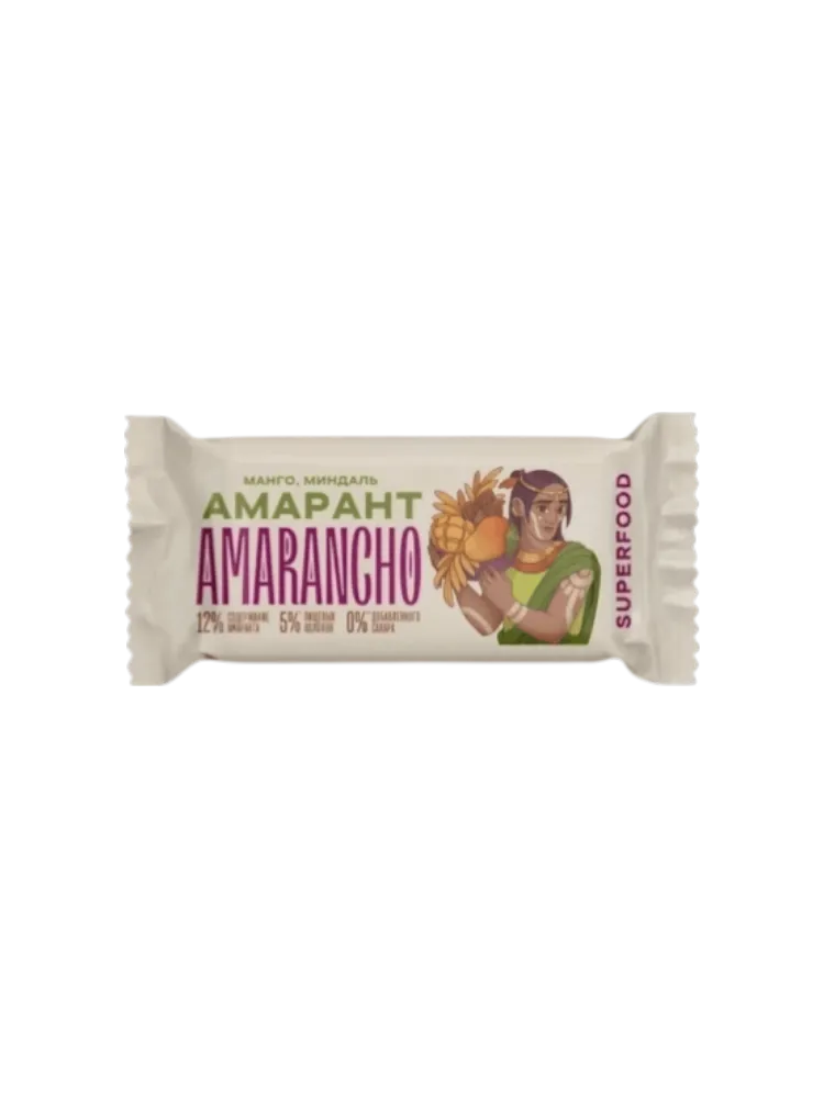 БАТОНЧИК AMARANCHO 30Г АМАРАНТ/МАНГО/МИНДАЛЬ