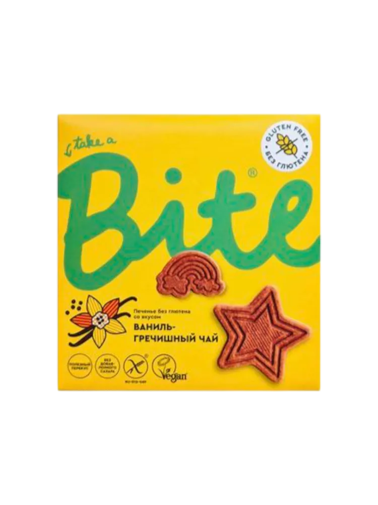 ПЕЧЕНЬЕ BITE 115Г ВАНИЛЬ/ГРЕЧИШНЫЙ ЧАЙ
